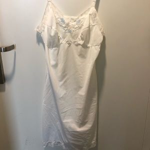 White silk lace trimmed dress